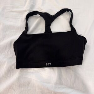 SET Active Black Racerback Sports Bra with Logo